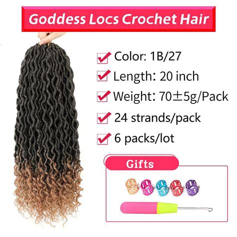 Lihui Goddess Locs Crochet Hair 20 Inch 6 Packs Ombre Faux Curly Locs