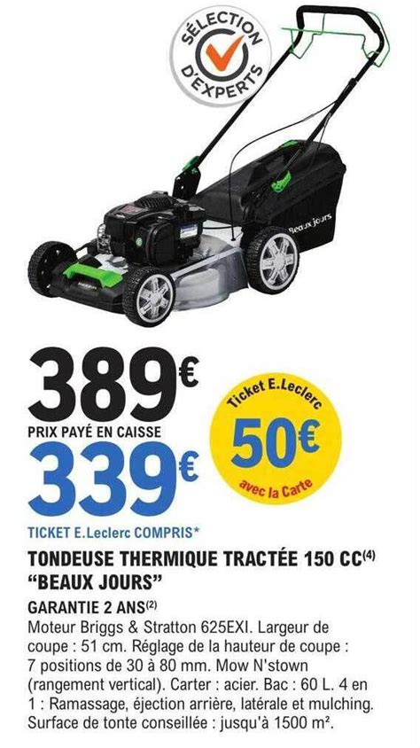 Promo Tondeuse thermique tractée 150 cc chez E Leclerc Brico