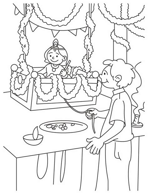 Shri Krishna Janmashtami Coloring Printable Pages For Kids