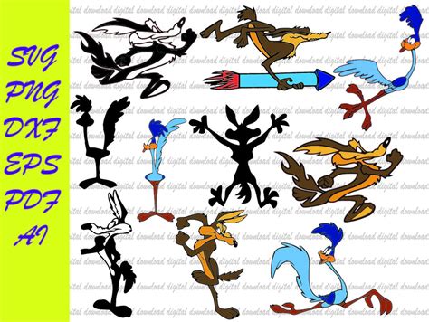 Wile E Coyote Digital Road Runner Instant Download Layered Etsy