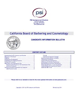 Fillable Online California Board Of Barbering And Cosmetology PSI Fax