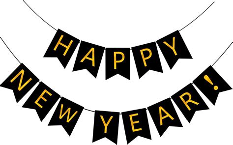 Glitter Gold Happy New Year Banner New Years Eve Banner 2024 Happy New Year Sign New