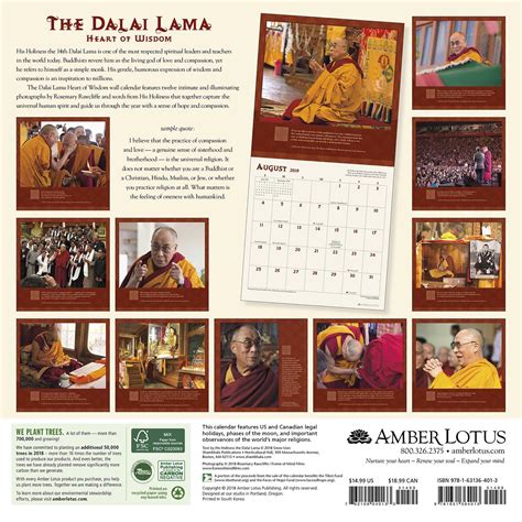 Dalai Lama 2016 Calendar Heart Of Wisdom 9