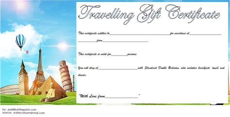 Free Printable Travel Gift Certificate Template