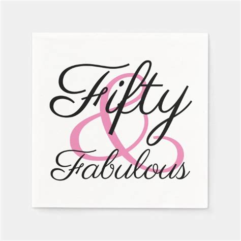 Fifty And Fabulous Pink Black 50th Birthday Party Napkins