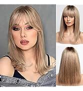 Amazon Blonde Unicorn Auburn Wig With Bangs Medium Length Wavy