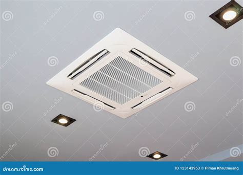 Ceiling Mounted Cassette Type Air Conditioning System Stock Image Image Of High Background