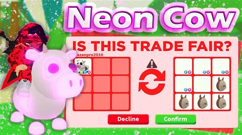 Huge Win 🤩😎 I Traded My Neon Cow 🐮 In Adopt Me Roblox Youtube