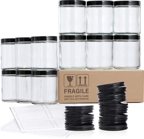 Tioncy 12 Pcs 8 Oz 250 Ml Thick Glass Jars With Metal Lids Clear Candle Making Jars