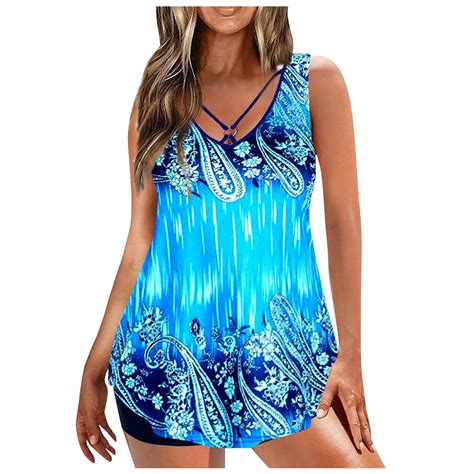 REORIAFEE Womens Bikini Trimmer Tankini Bathing Suit High Waisted Monokini Floral Swimwear 2023