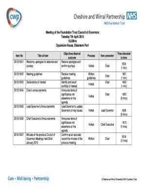 Fillable Online Webstore Cwp Nhs Agenda Cheshire And Wirral