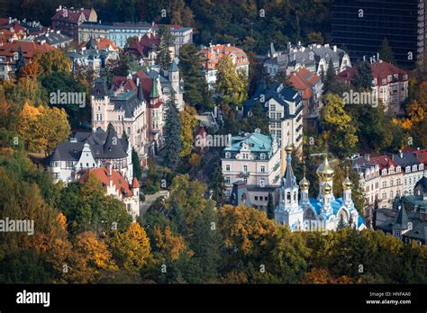 Carlsbad with Byzantine Church, Czech Republic Stock Photo - Alamy
