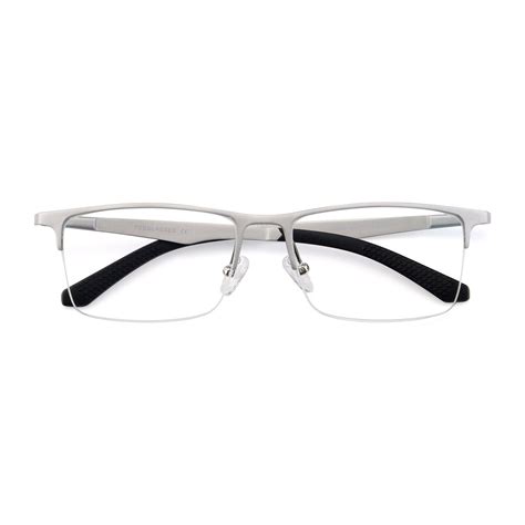 Silver Magnesium Alloy Rectangle Semi Rimless Eyeglasses Xl9020 Eyeglasses Rimless Reading