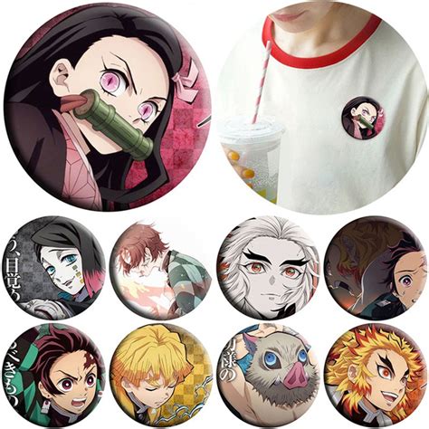 New Hot Anime Demon Slayer Kimetsu No Yaiba Unlimited Train Cartoon Cosplay Pin Button Brooch