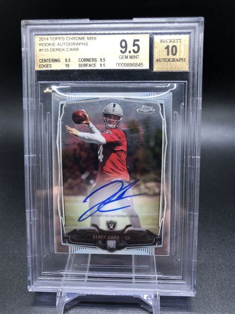 Topps Chrome Mini Rookie Derek Carr Bgs Autograph Auto Sp