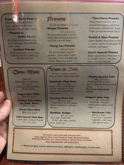 Menu at Dragon Palace restaurant, Stanwood