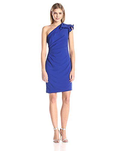 Carmen Marc Valvo Infusion Women S Ruffle One Shoulder Short Crepe