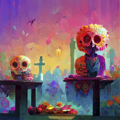 Bella Ilustración Del Día De Los Muertos Stock De Ilustración