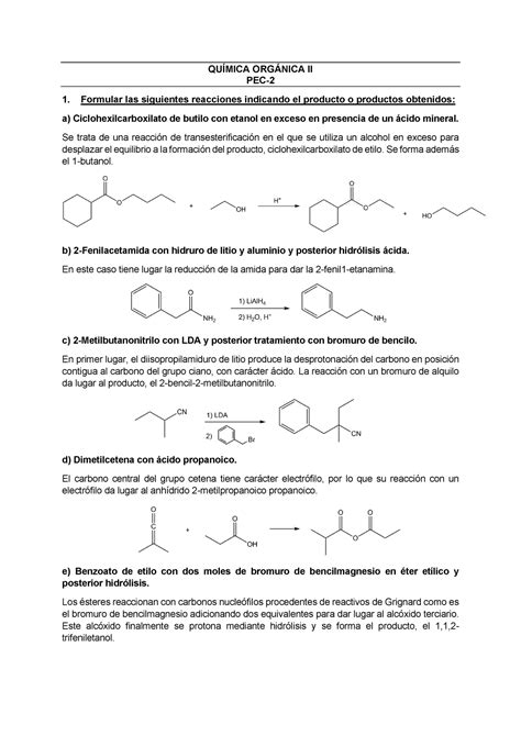 Pec Curso Resuelta Qu Mica Org Nica Ii Pec Formular Las