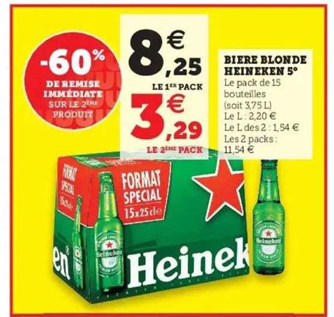 Promo Bière Blonde Heineken chez Hyper U iCatalogue fr