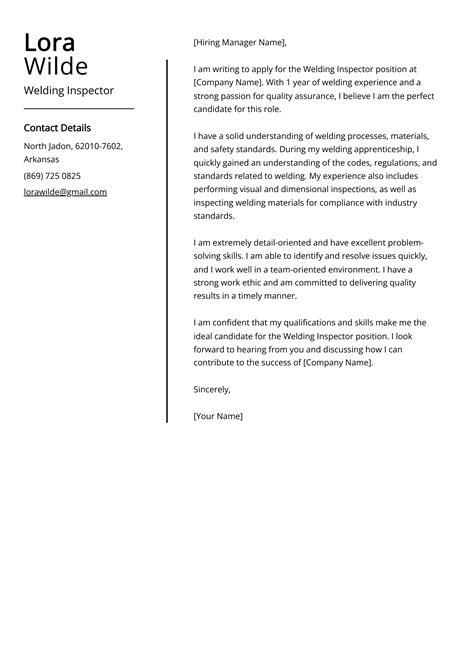 Welding Inspector Cover Letter Examples Guide