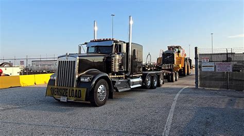 M D Mullins 1996 Kenworth W900l Pulling Beam Trailer 11 Axles Hauling Volvo L350h Loader Escort