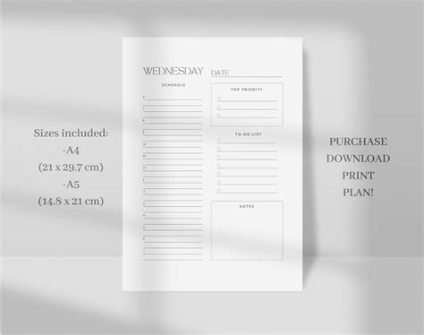 Daily Planner Template Printable Daily Planner Pdf Minimalist Planner