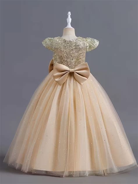 Vestido de fiesta nude detalle lazo patrón geométrico Tais Princess