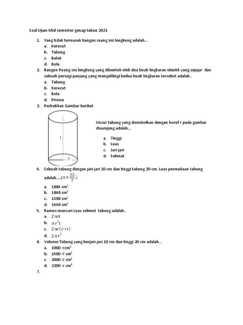 Soal Ujian Mid Semester Genap Tahun 2021 Pdf