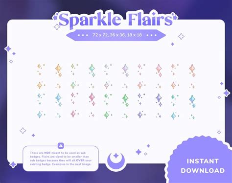 Sparkles Twitch Sub Badges Flair For Twitch Streamer Crescent Cute