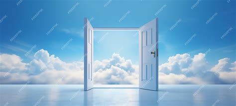 premium vector door concept doorway  open entrance opportunity sky