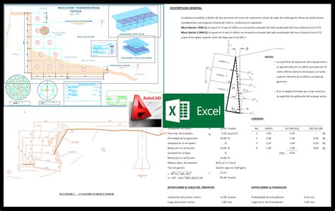 Expedientes Tecnicos Y Perfiles De Proyectos Detalles De Gaviones Plano Y Plantilla De Calculo