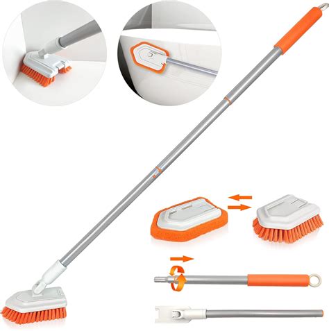 Shower Scrubber In Tub And Tile Cleaning Brush With Long Handle