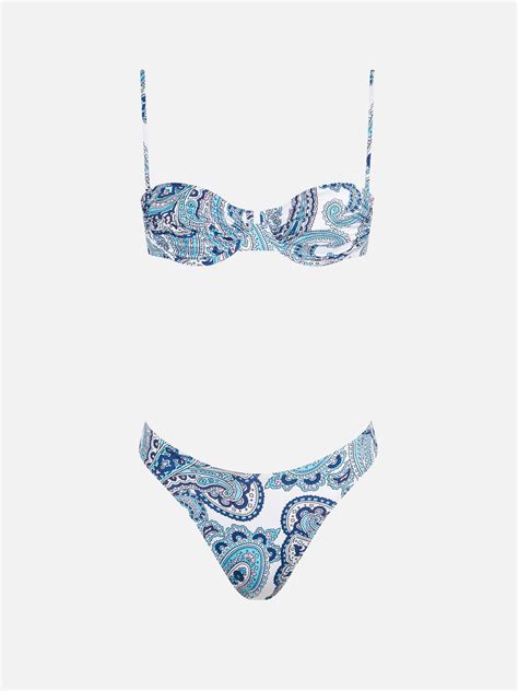 Woman Underwired Bralette Bikini With Paisley Print Mc2 Saint Barth