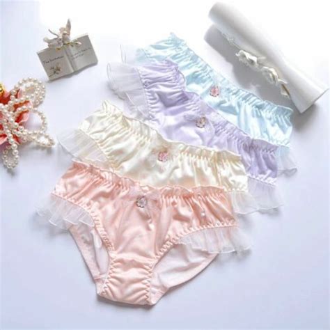 Pcs Womens Underwear Ruffle Knicker Cheeky Milk Silk Lolita Bikini Frilly Panty EBay