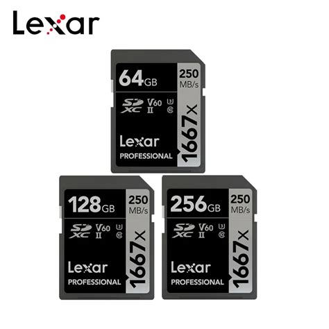 Оригинальная карта памяти Lexar 1667X V60 250 МБ/с./с, флеш-карта 64 Гб ...