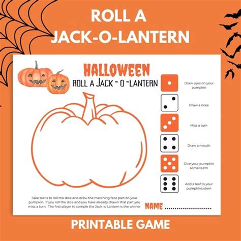 Roll A Jack O Lantern Dice Game Printable Halloween Game Etsy