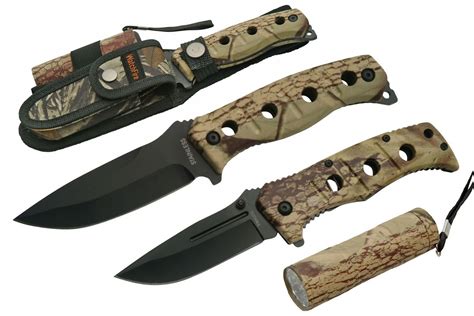 Watchfire Hunting Camping Knives Set Survival Camo Kit W Led Light