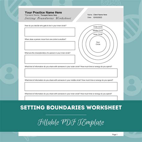 Setting Boundaries Worksheets Editable Fillable Printable Pdf Counselors Psychologists