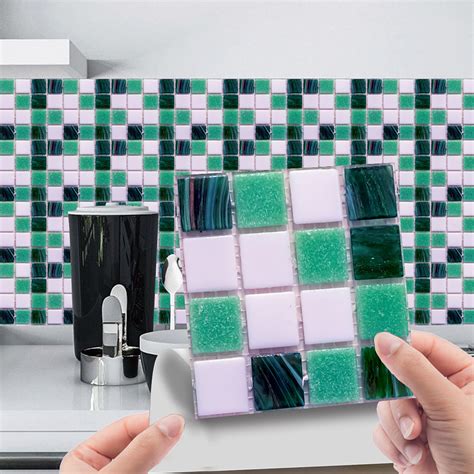 10 X 10 Cm Mosaic Wall Tile Stickers Bathroom Tile Diy Self Adhesive