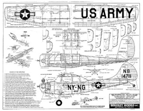 Digital Berkeley Cessna L-19 bird Dog 22-1/2 Span Balsa Model Airplane Plans With Patterns and ...