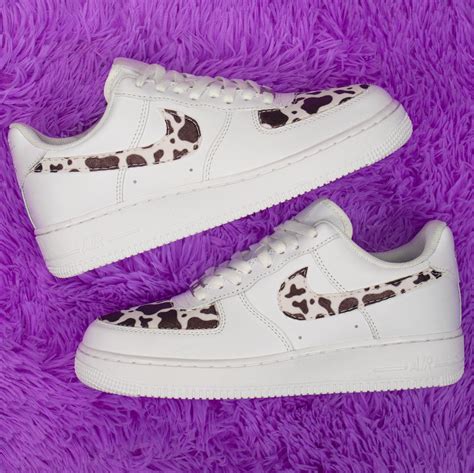 Cow Print Shoes Nike Customs Custom Nike Air Force Custom Etsy