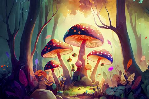 Giant Mushroom Forest Stock Illustrations 206 Giant Mushroom Forest