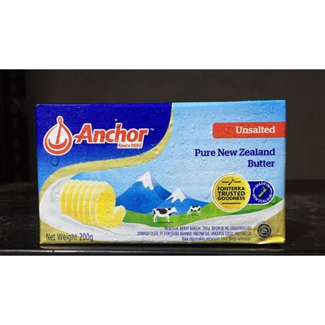 Jual Pure New Zealand Unsalted Butter Anchor 200gr Gosend Only