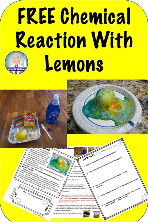 A Yellow And Black Poster With The Words Free Chemical Reaction With Lemons