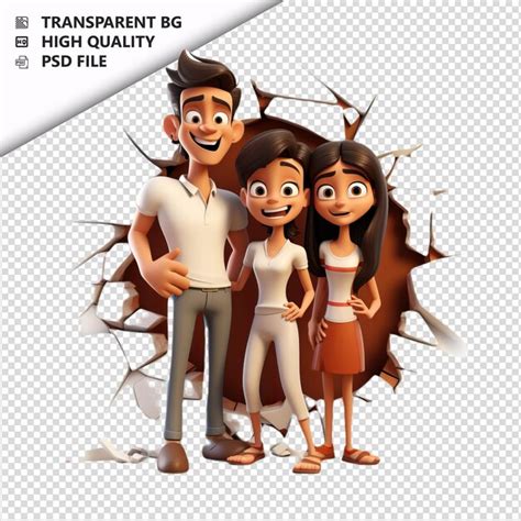 Família latina destructiva d estilo de desenho animado fundo branco