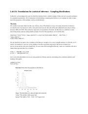 Lab 4AB Intro To Inference Confidence Intervals 1 Docx Lab 4A