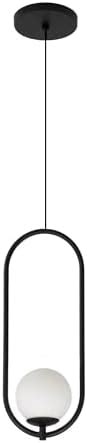 Luminária Pendente Teto Lustre Arco Globo Vidro Quarto Preto Amazon