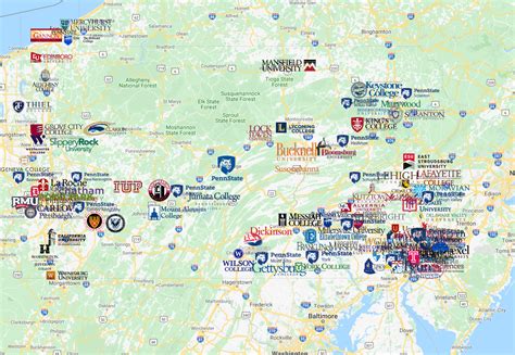 Colleges In Pennsylvania Map Pennsylvania Colleges Map Pennsylvania