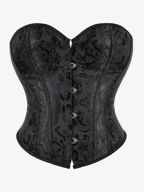 Black Corset Lingerie Shapewear Black Front Button Women S Corsets Milanoo